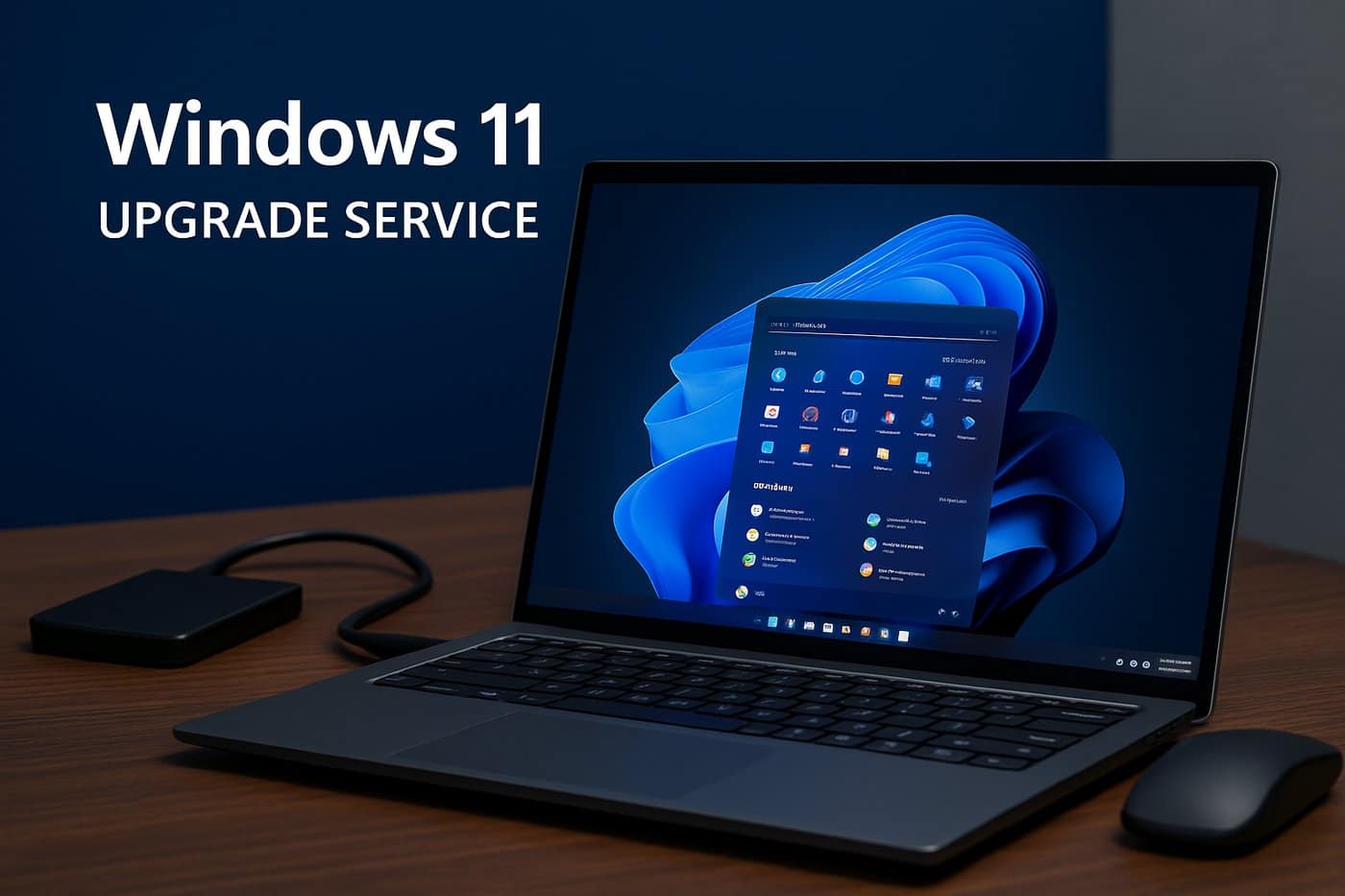A laptop running the Windows 11 upgrade at GeekzUP in Hendersonville, TN