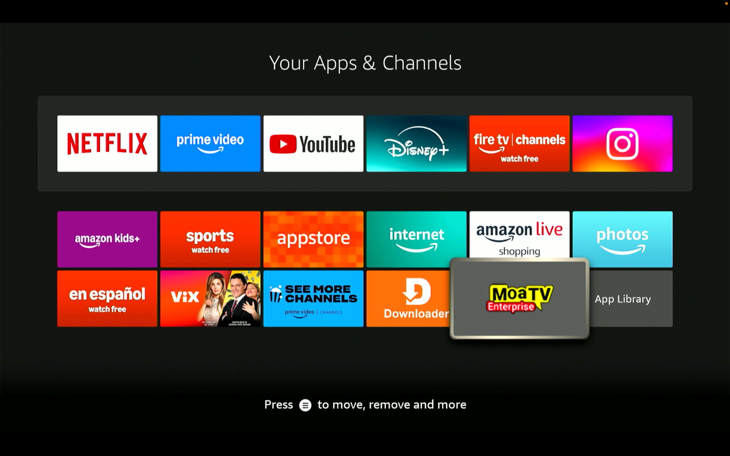 Step 28: Open the MoaTV app menu