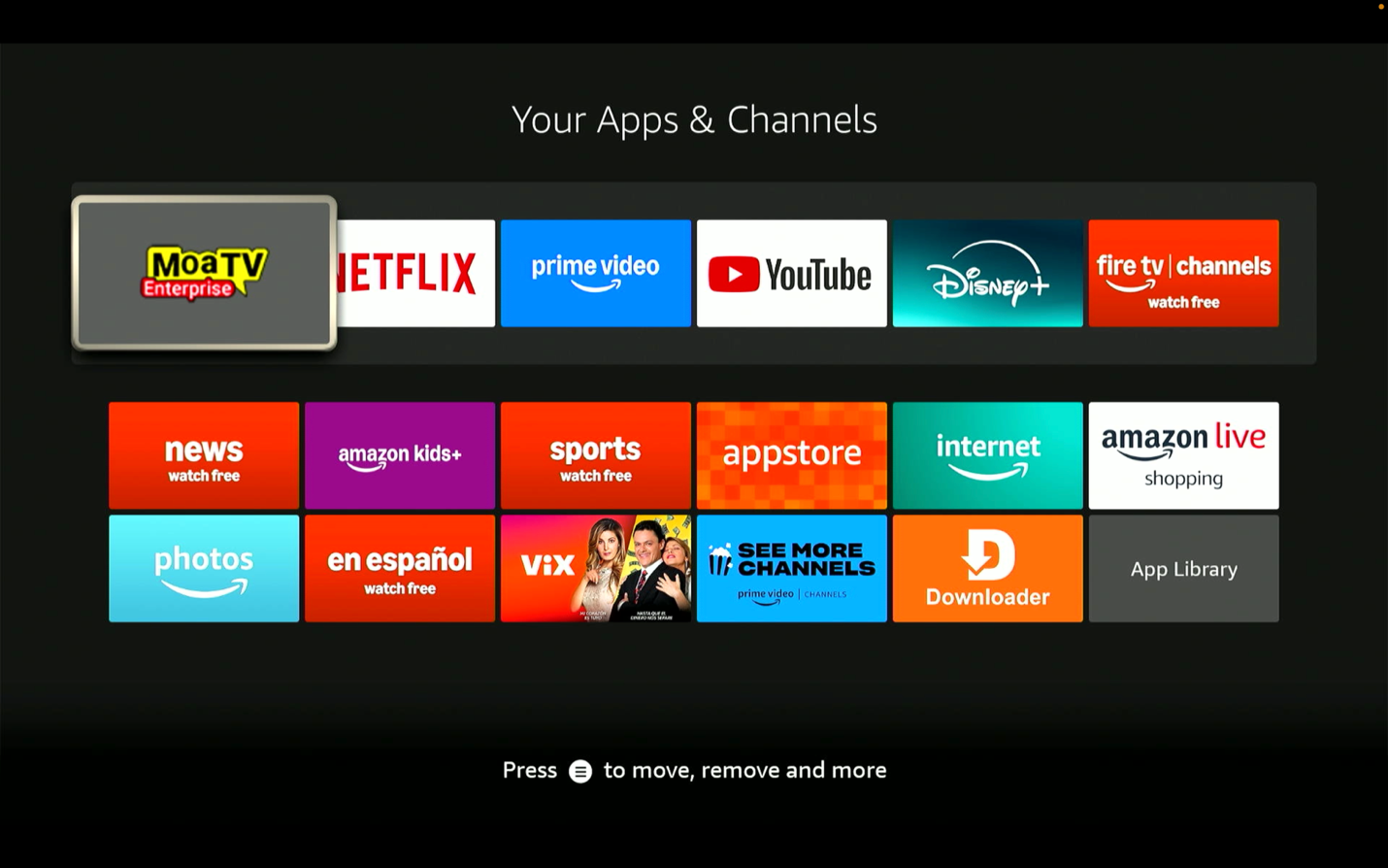 Step 30: MoaTV will now appear in the front row
