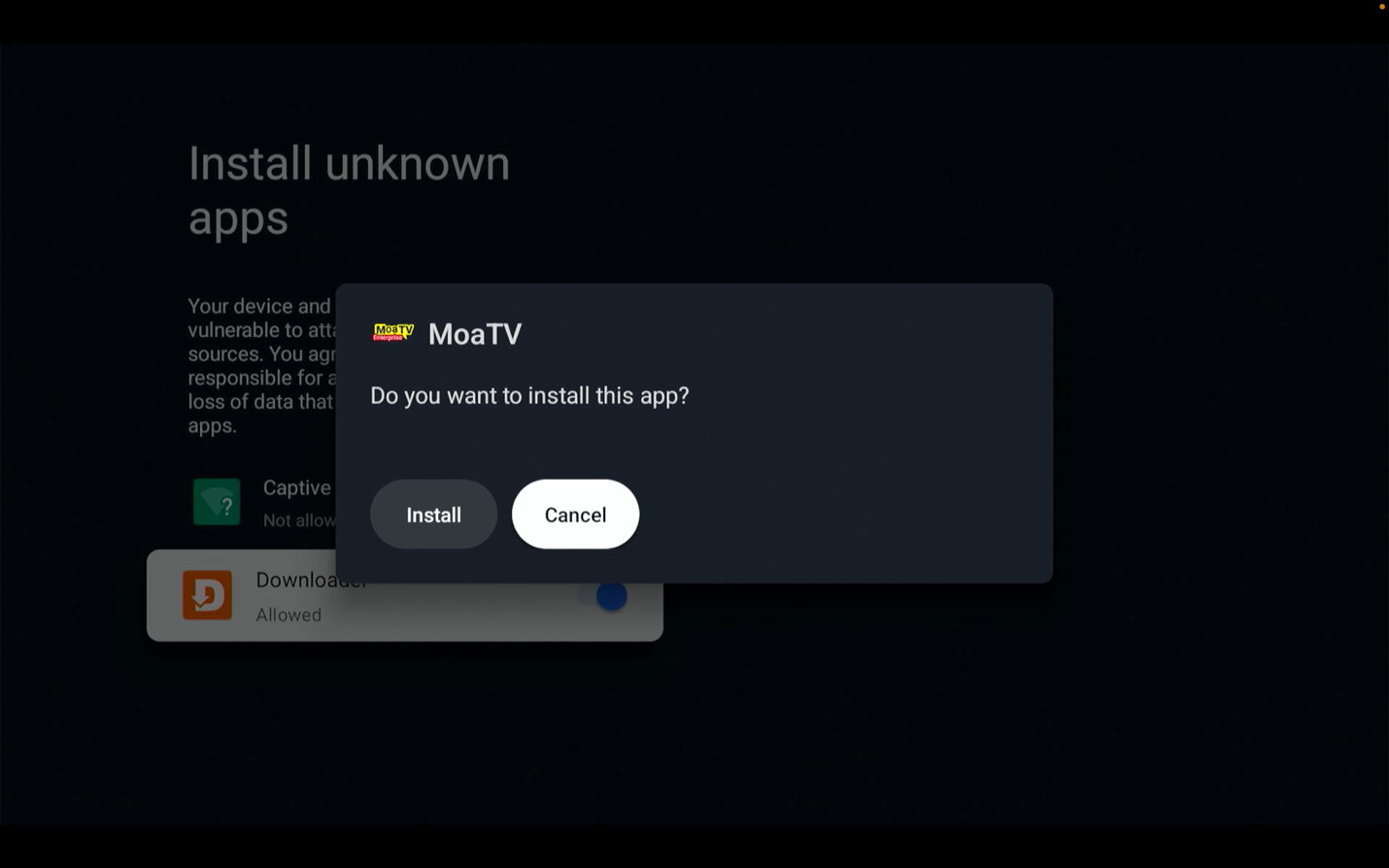 Step 13 press allow on the Downloader section then press install