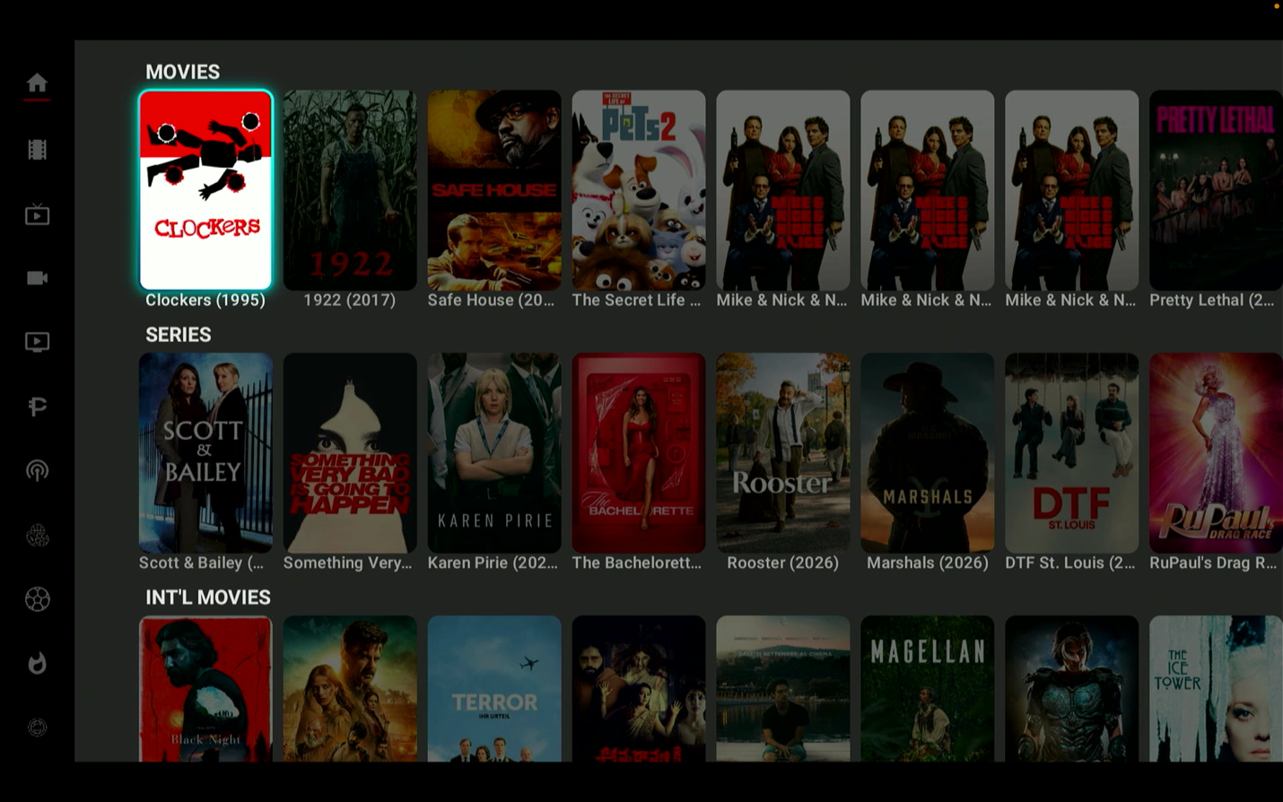 Movies and series screen